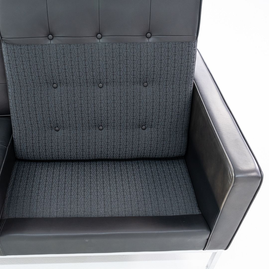 2013 Florence Knoll Two Seat Settee / Sofa in Black Leather and Chrome