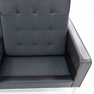 2013 Florence Knoll Two Seat Settee / Sofa in Black Leather and Chrome