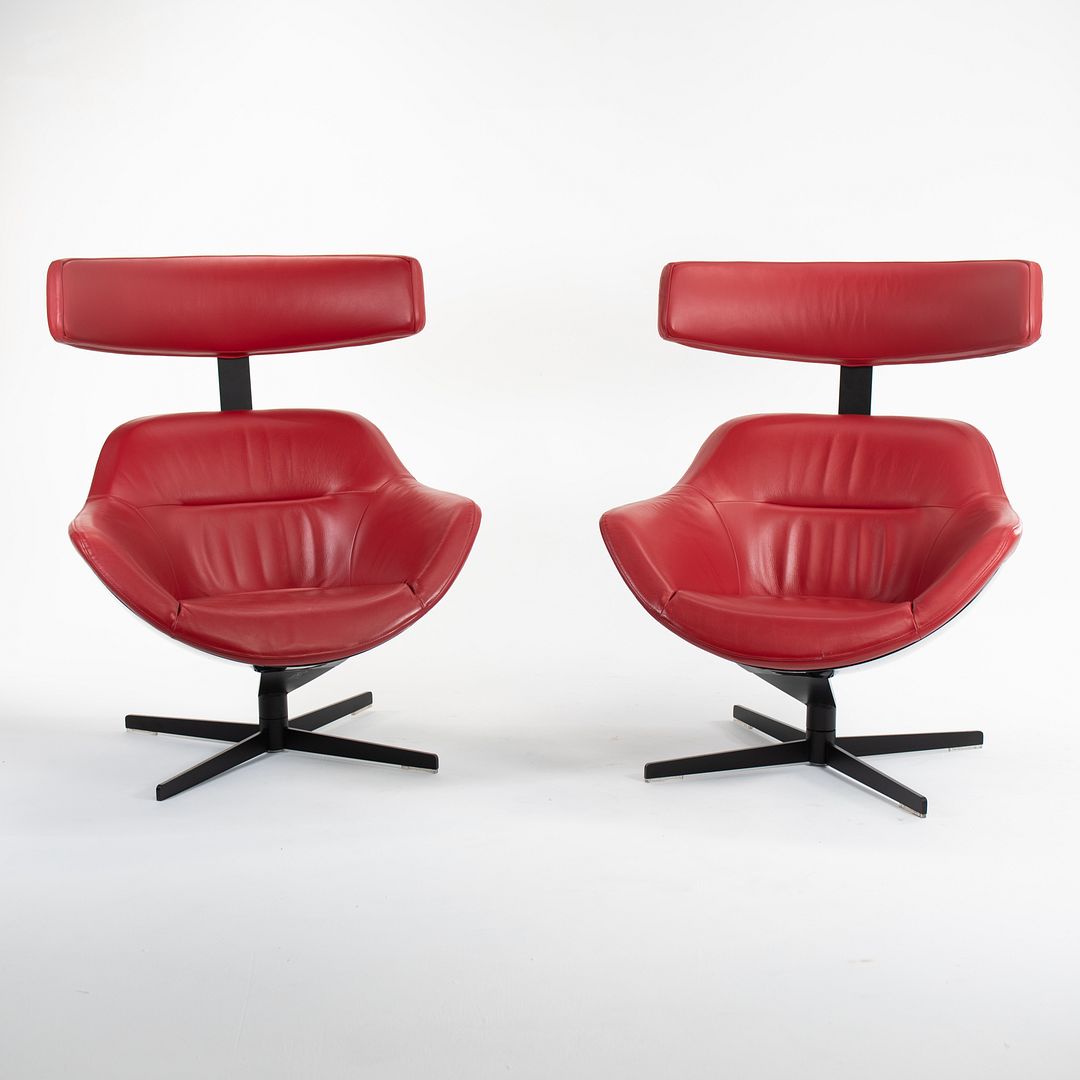 2013 277 Auckland Lounge Chair by Jean-Marie Massaud for Cassina in Red Leather 2x Available