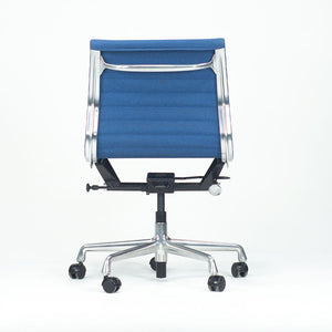 SOLD 2010s Aluminum Group Management Armless Chair, EA306 by Ray and Charles Eames for Herman Miller in Blue Fabric