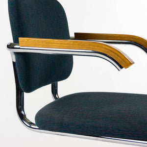 1980s Set of Four Model B64 Cesca Armchairs by Marcel Breuer for Knoll in Fabric with Oak Arms