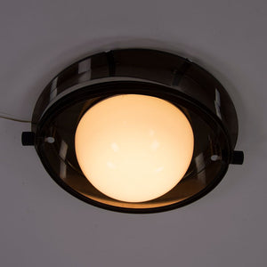 1970s Italian Flush Mount Ceiling Lamp Attributed to Gaetano Missaglia in Steel