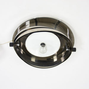 1970s Italian Flush Mount Ceiling Lamp Attributed to Gaetano Missaglia in Steel
