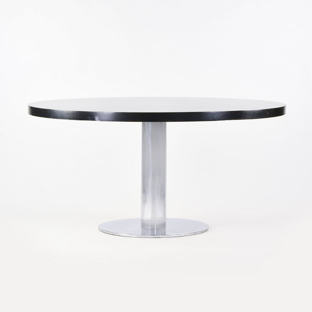 SOLD 1970s Round Pedestal Conference / Dining Table by Nicos Zographos for Zographos Designs with Ebonized 60 inch Top