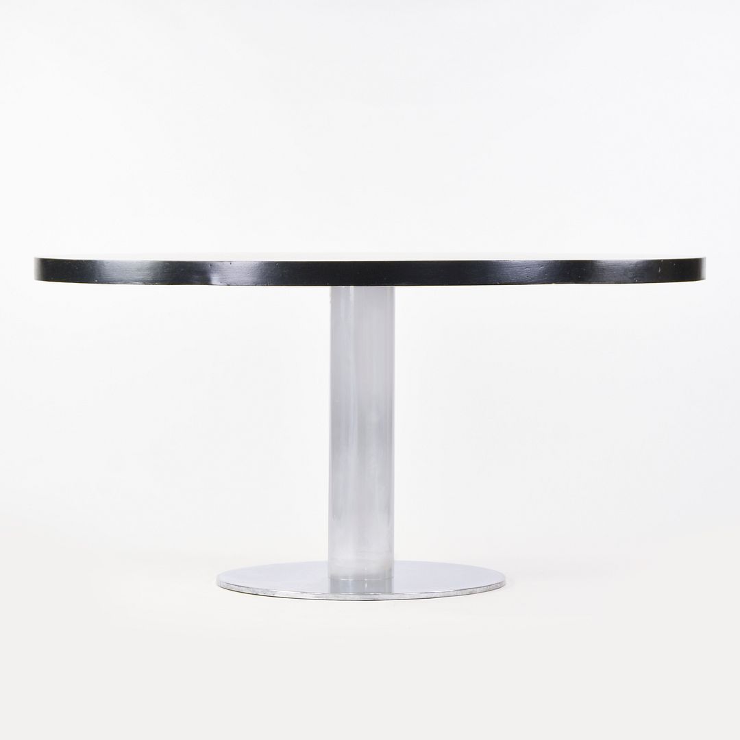 1970s Round Pedestal Conference / Dining Table by Nicos Zographos for Zographos Designs with Ebonized 60 inch Top