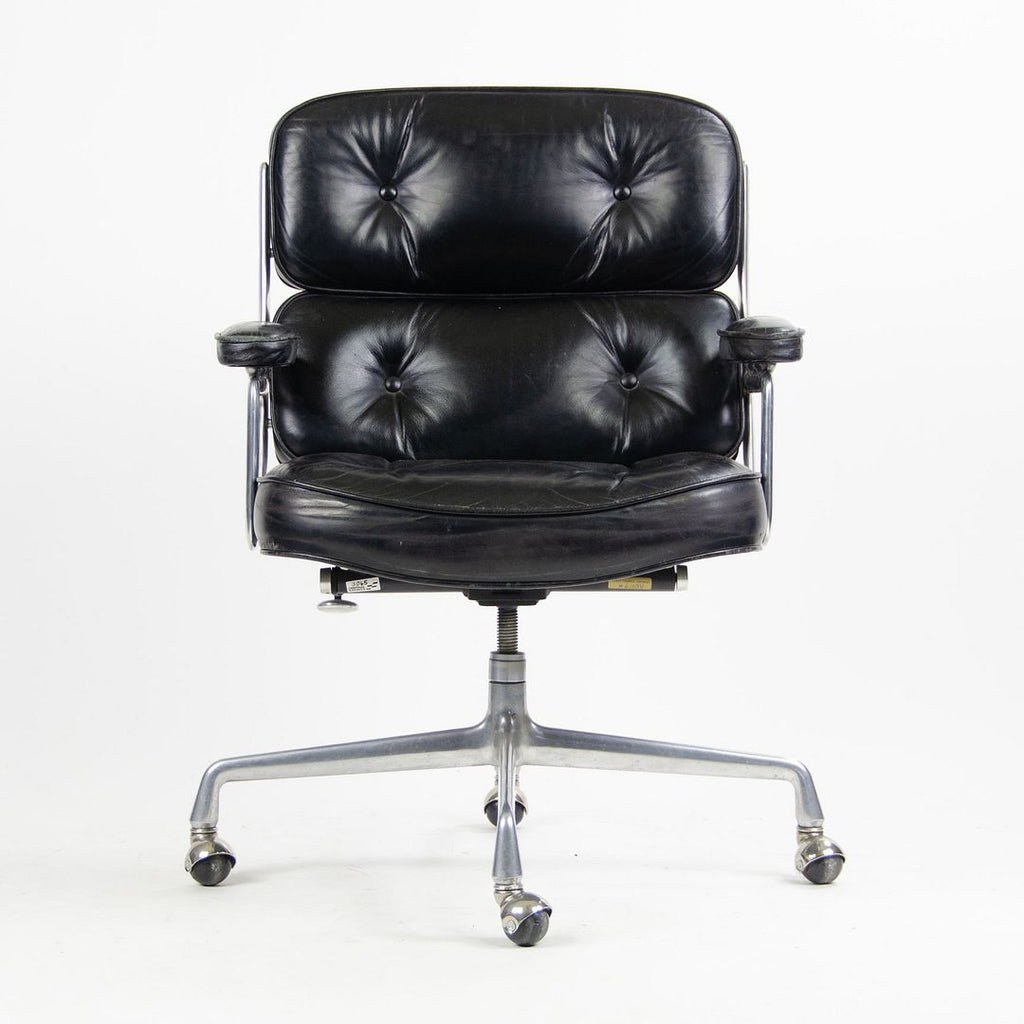 SOLD 1970s Time Life Executive Desk Chair by Charles and Ray Eames for Herman Miller in Black Leather