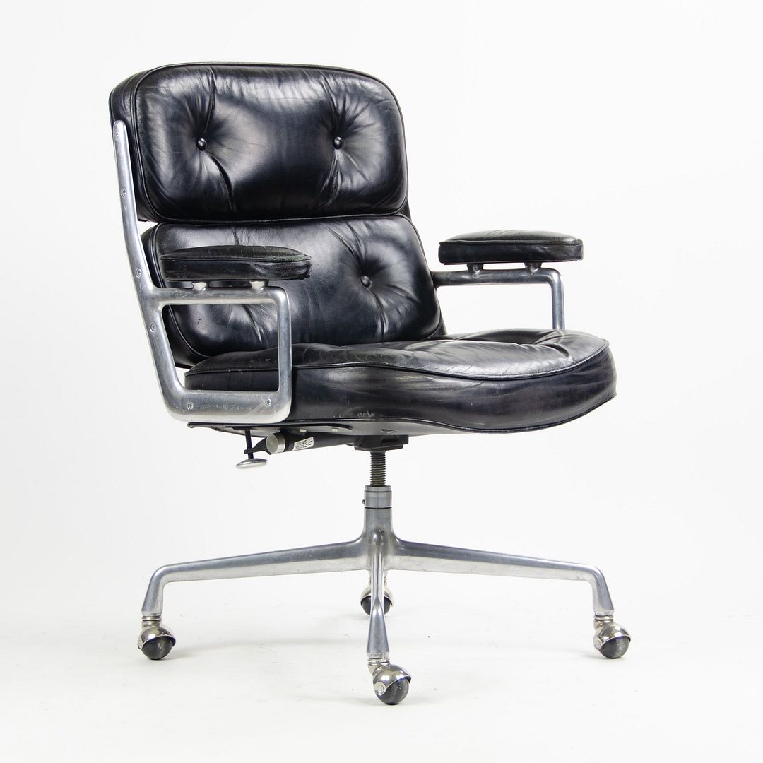 SOLD 1970s Time Life Executive Desk Chair by Charles and Ray Eames for Herman Miller in Black Leather