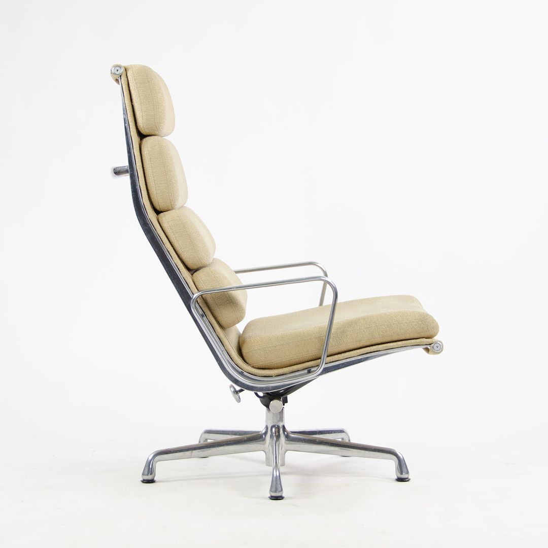 2007 Eames Soft Pad Lounge Chair, Model EA438 by Ray and Charles Eames for Herman Miller in Yellow / Tan Fabric
