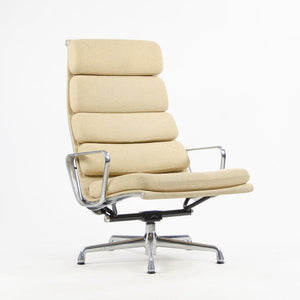 SOLD 2007 Eames Soft Pad Lounge Chair, Model EA438 by Ray and Charles Eames for Herman Miller in Yellow / Tan Fabric