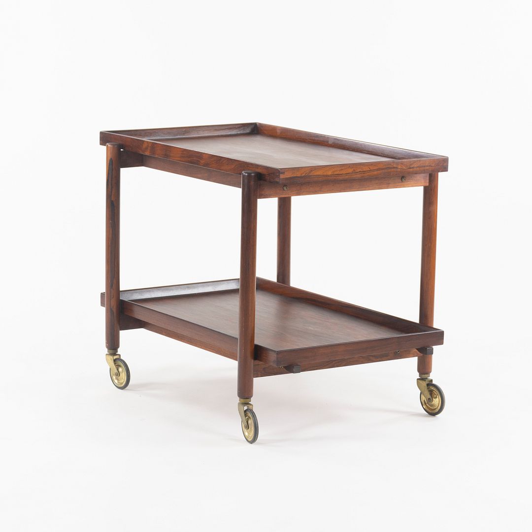 1960s Poul Hundevad Designed Danish Modern Two-Tiered Rosewood Serving Bar Cart