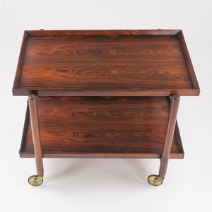 1960s Poul Hundevad Designed Danish Modern Two-Tiered Rosewood Serving Bar Cart