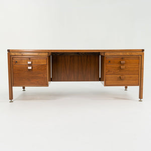 SOLD 1960s Risom Double Pedestal Executive Desk by Jens Risom for Jens Risom Designs in Walnut
