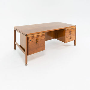 SOLD 1960s Risom Double Pedestal Executive Desk by Jens Risom for Jens Risom Designs in Walnut