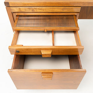 SOLD 1960s Risom Double Pedestal Executive Desk by Jens Risom for Jens Risom Designs in Walnut