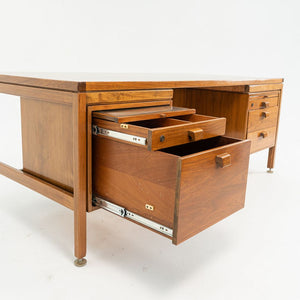 SOLD 1960s Risom Double Pedestal Executive Desk by Jens Risom for Jens Risom Designs in Walnut