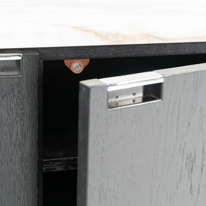 SOLD 2006 4-Position Credenza Cabinet, Model 2544 by Florence Knoll in Ebonized Oak and Calacatta Marble