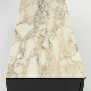 SOLD 2006 4-Position Credenza Cabinet, Model 2544 by Florence Knoll in Ebonized Oak and Calacatta Marble