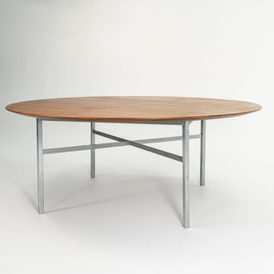 1972 Florence Knoll Custom Round Conference Table in Walnut and Steel 72 inch Top