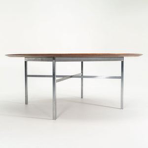 1972 Florence Knoll Custom Round Conference Table in Walnut and Steel 72 inch Top