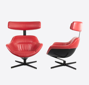 2013 277 Auckland Lounge Chair by Jean-Marie Massaud for Cassina in Red Leather 2x Available