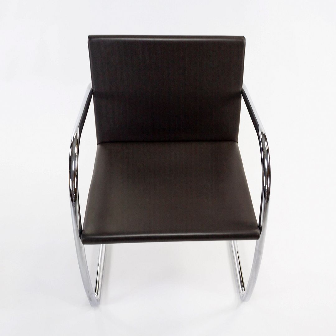 2007 Set of Six Brno Tubular Thin Pad Chair, Model 245A by Mies van der Rohe for Knoll in Brown Leather