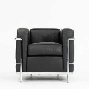 SOLD 2006 Cassina LC2 Petit Modèle Lounge Chair by Le Corbusier, Pierre Jeanneret, and Charlotte Perriand for Cassina in Black Leather