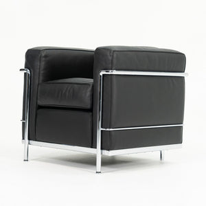 SOLD 2006 Cassina LC2 Petit Modèle Lounge Chair by Le Corbusier, Pierre Jeanneret, and Charlotte Perriand for Cassina in Black Leather