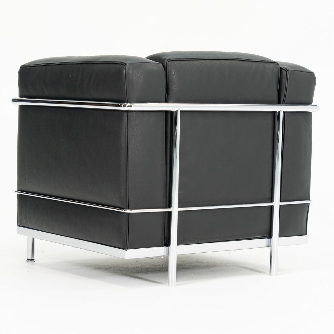 SOLD 2006 Cassina LC2 Petit Modèle Lounge Chair by Le Corbusier, Pierre Jeanneret, and Charlotte Perriand for Cassina in Black Leather
