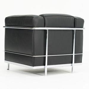 SOLD 2006 Cassina LC2 Petit Modèle Lounge Chair by Le Corbusier, Pierre Jeanneret, and Charlotte Perriand for Cassina in Black Leather