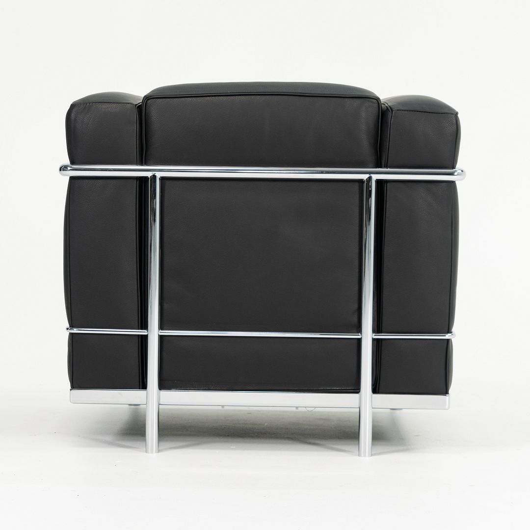 SOLD 2006 Cassina LC2 Petit Modèle Lounge Chair by Le Corbusier, Pierre Jeanneret, and Charlotte Perriand for Cassina in Black Leather
