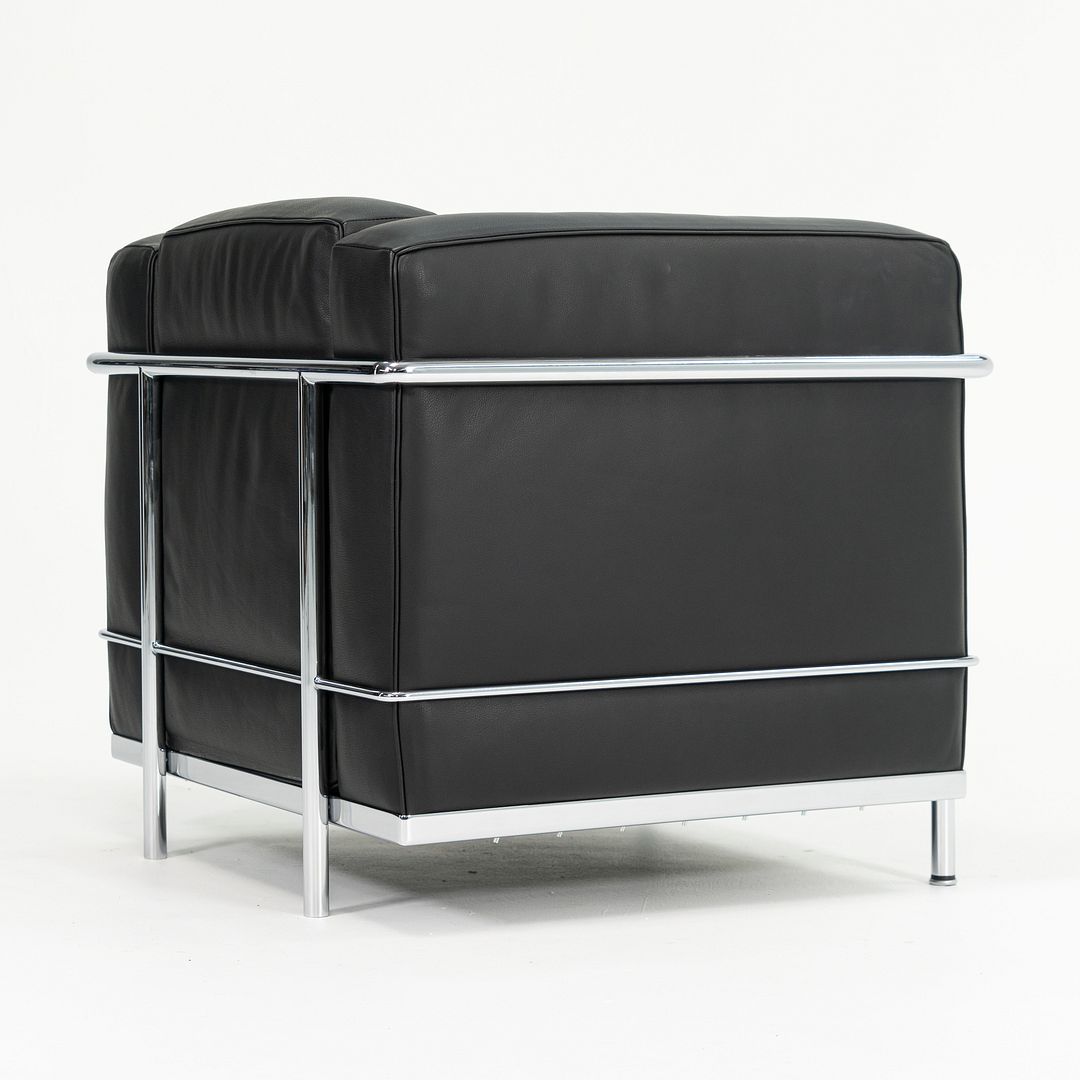 SOLD 2006 Cassina LC2 Petit Modèle Lounge Chair by Le Corbusier, Pierre Jeanneret, and Charlotte Perriand for Cassina in Black Leather