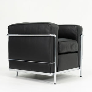 SOLD 2006 Cassina LC2 Petit Modèle Lounge Chair by Le Corbusier, Pierre Jeanneret, and Charlotte Perriand for Cassina in Black Leather