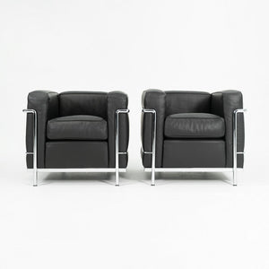 SOLD 2006 Cassina LC2 Petit Modèle Lounge Chair by Le Corbusier, Pierre Jeanneret, and Charlotte Perriand for Cassina in Black Leather