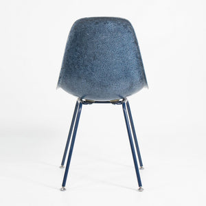 2010s Pair of Modernica Eames Fiberglass Dining Chairs with H Base in Navy Blue