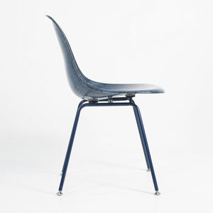 2010s Pair of Modernica Eames Fiberglass Dining Chairs with H Base in Navy Blue