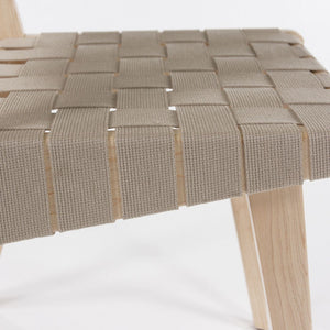 2020 Knoll Risom Side Chair in Lacquered Maple with Tan Straps, Model 666C-WB