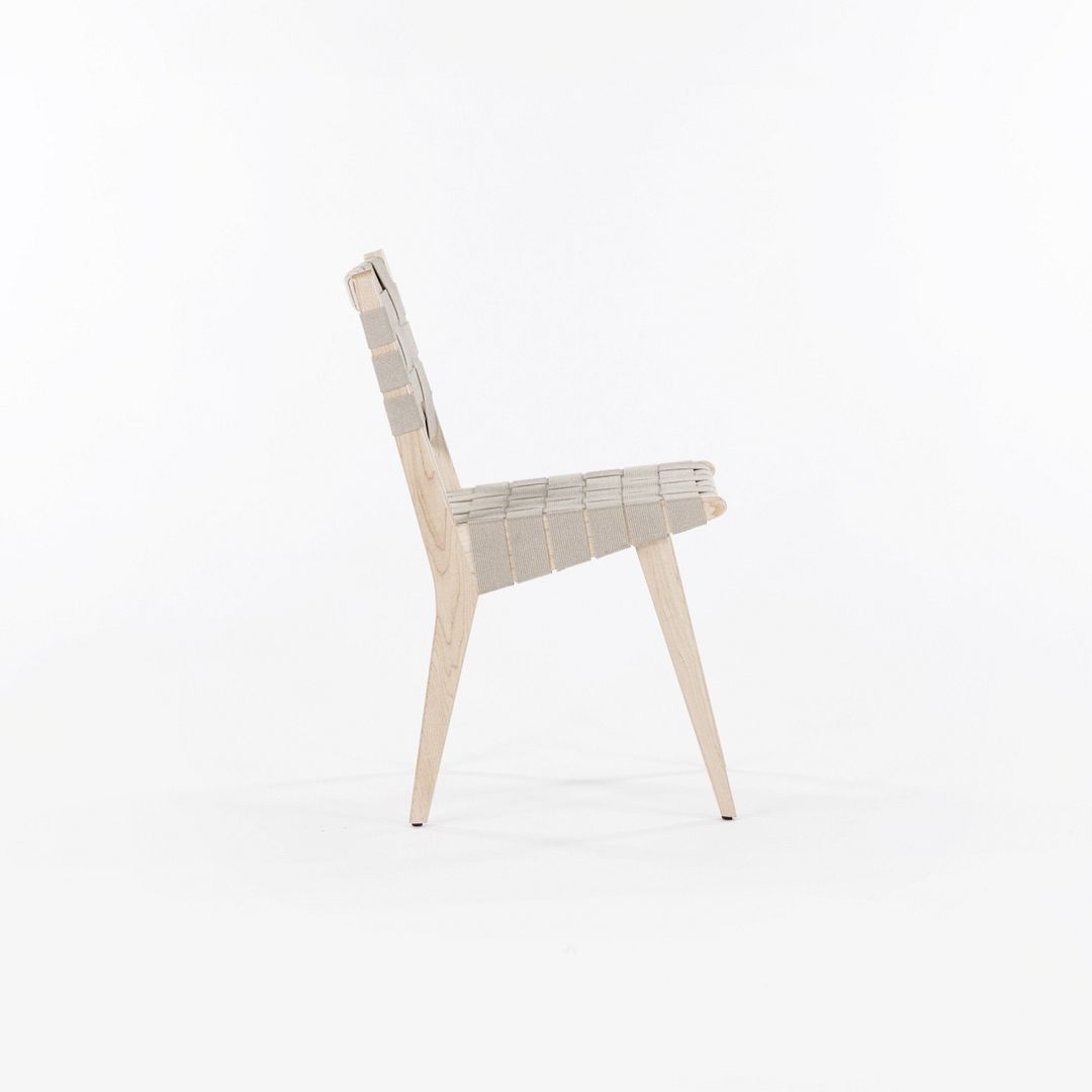 2020 Knoll Risom Side Chair in Lacquered Maple with Tan Straps, Model 666C-WB