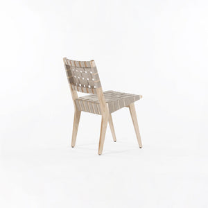 2020 Knoll Risom Side Chair in Lacquered Maple with Tan Straps, Model 666C-WB