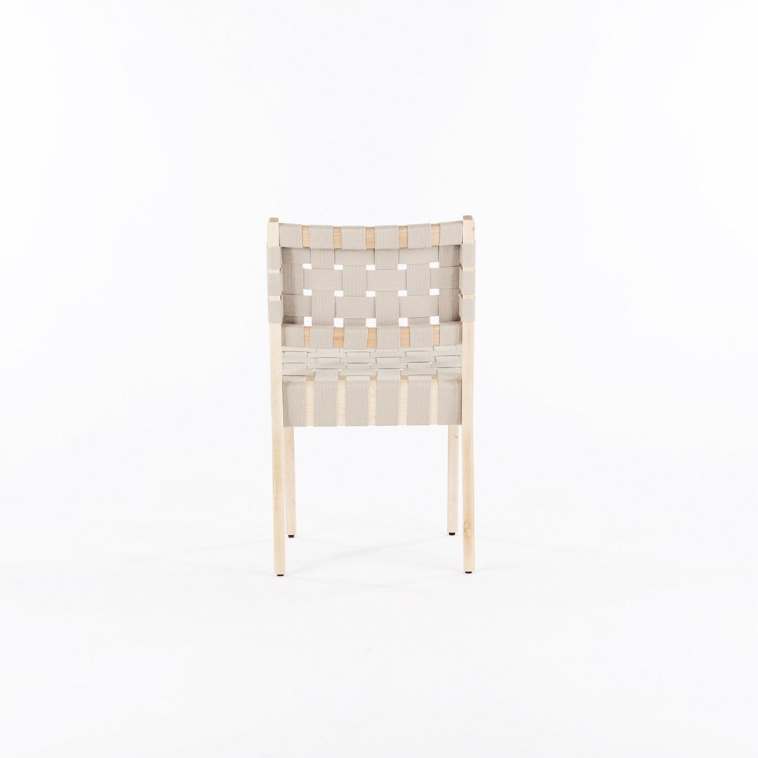 2020 Knoll Risom Side Chair in Lacquered Maple with Tan Straps, Model 666C-WB