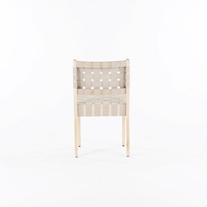 2020 Knoll Risom Side Chair in Lacquered Maple with Tan Straps, Model 666C-WB