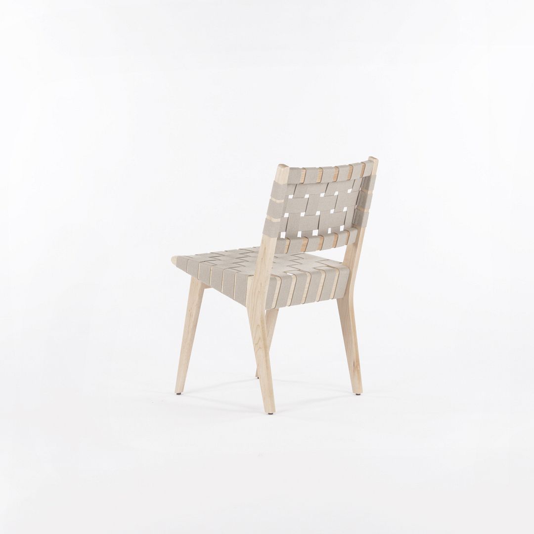 2020 Knoll Risom Side Chair in Lacquered Maple with Tan Straps, Model 666C-WB