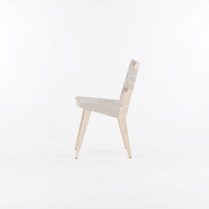 2020 Knoll Risom Side Chair in Lacquered Maple with Tan Straps, Model 666C-WB