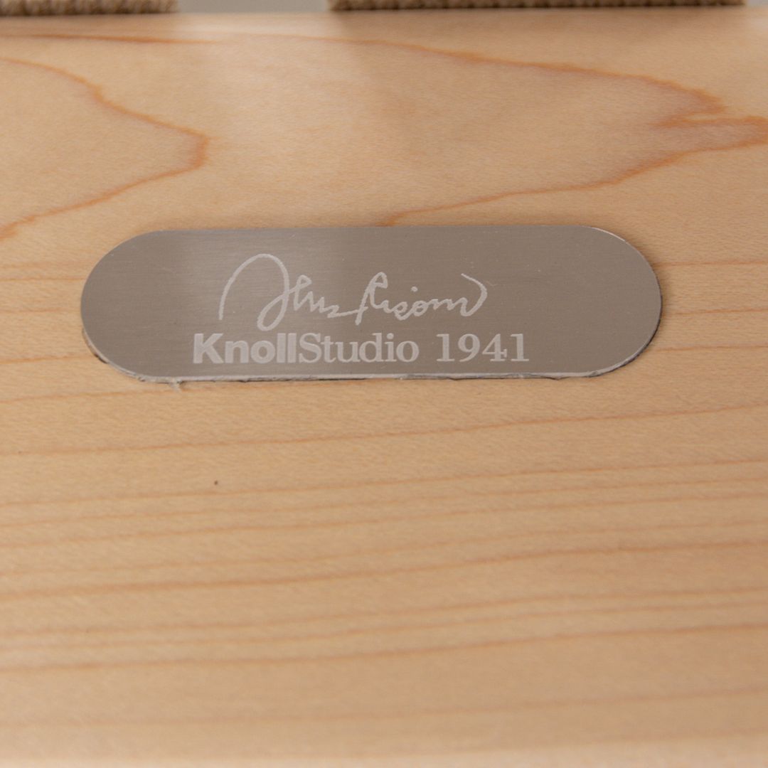 2020 Knoll Risom Side Chair in Lacquered Maple with Tan Straps, Model 666C-WB
