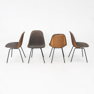 C. 1957 Set of Four Herman Miller Eames DKX-1 Dining Chairs in Wire and Fabric