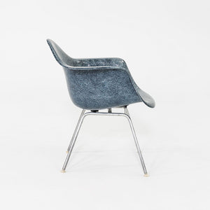 1960s Herman Miller Eames MAX Fiberglass Arm Shell Chair Navy Blue w/ Steel Base