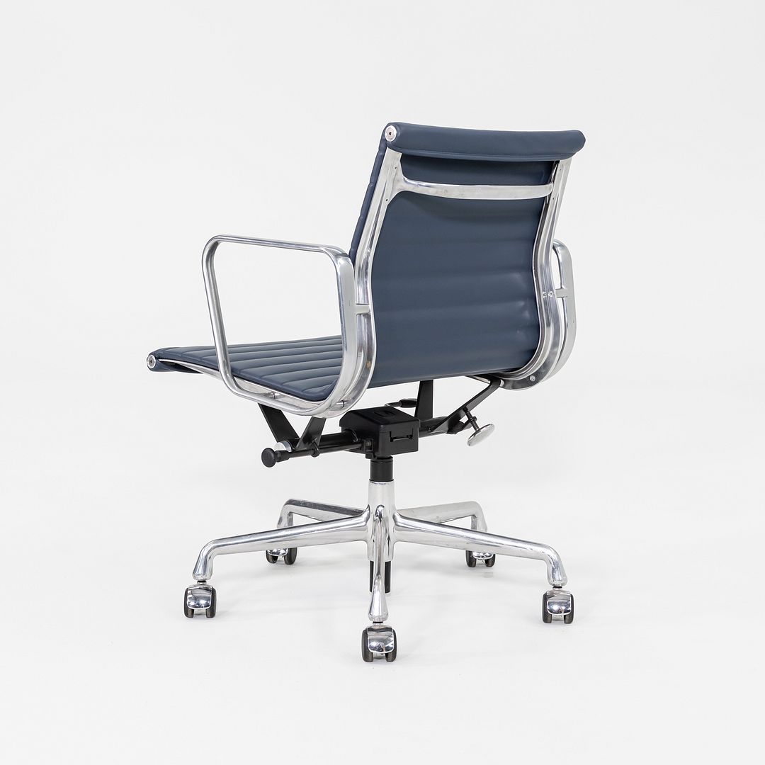 2020s Herman Miller Eames Aluminum Group Management Desk Chair in Blue Leather