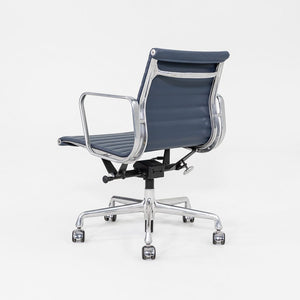 2020s Herman Miller Eames Aluminum Group Management Desk Chair in Blue Leather