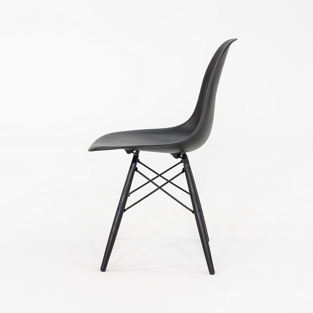 2018 Set of Four Herman Miller Eames DSW Dining Side Chairs in Black Plastic