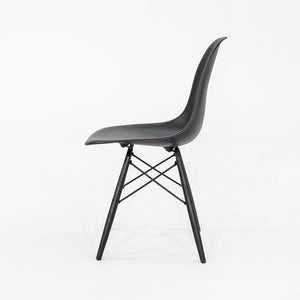 2018 Set of Four Herman Miller Eames DSW Dining Side Chairs in Black Plastic