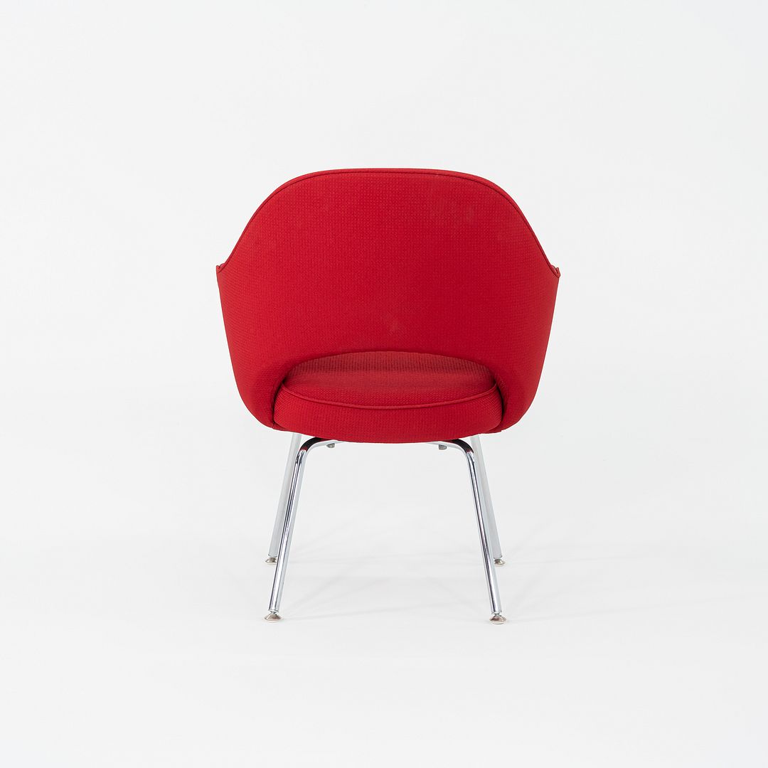 2017 Eero Saarinen for Knoll Dining Arm Chairs in Red Fabric 20x Available